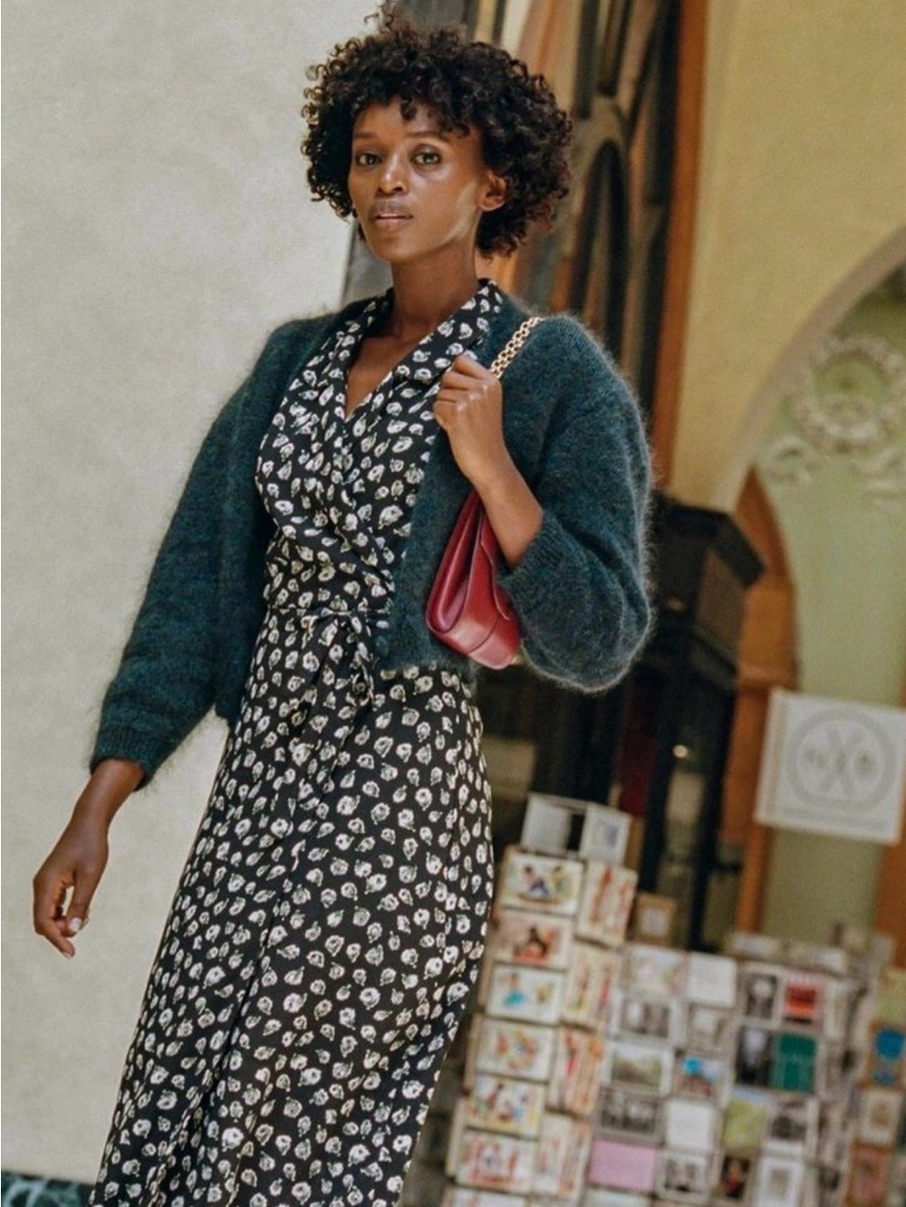 Rouje Black midi wrap dress. Size 40